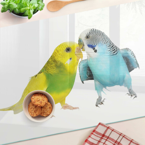 Glass chopping board Yellow and blue parrots