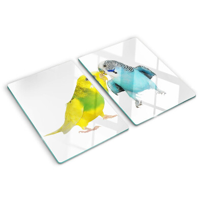 Glass chopping board Yellow and blue parrots