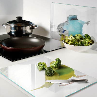 Glass chopping board Yellow and blue parrots