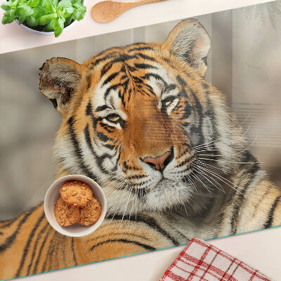 Glass kitchen board A tiger in its natural state