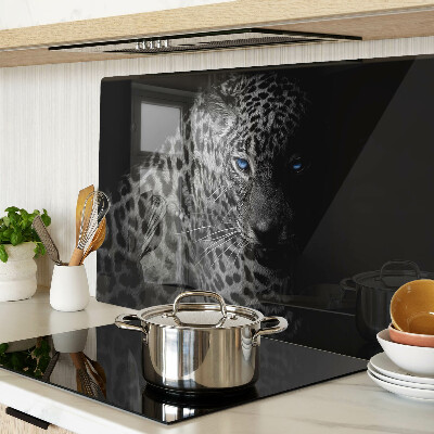Chopping board glass Left panther with blue eyes