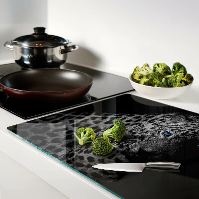 Chopping board glass Left panther with blue eyes