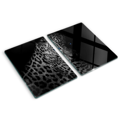 Chopping board glass Left panther with blue eyes