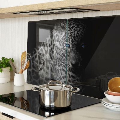 Chopping board glass Left panther with blue eyes