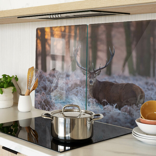Chopping board glass Deer in the winter forest