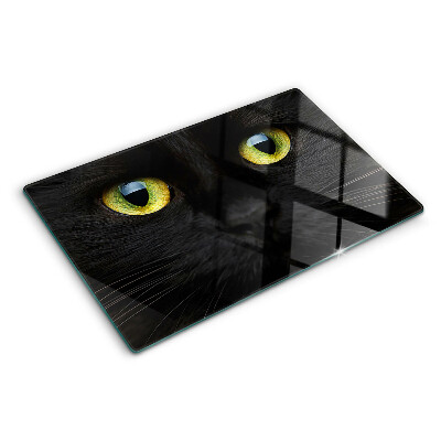 Cutting board Black cat with green eyes