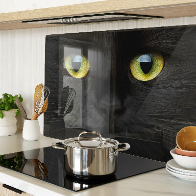 Cutting board Black cat with green eyes