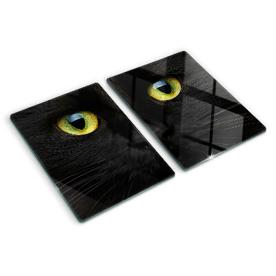 Cutting board Black cat with green eyes