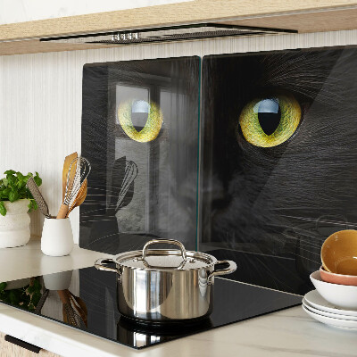 Cutting board Black cat with green eyes