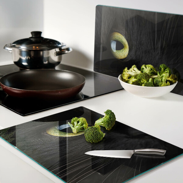 Cutting board Black cat with green eyes