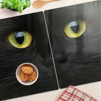 Cutting board Black cat with green eyes