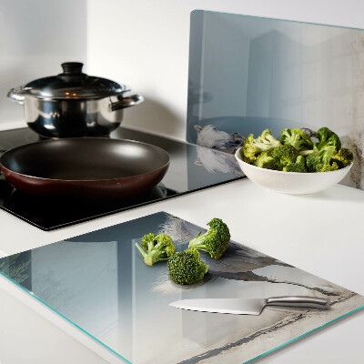 Glass cutting board White horse in motion