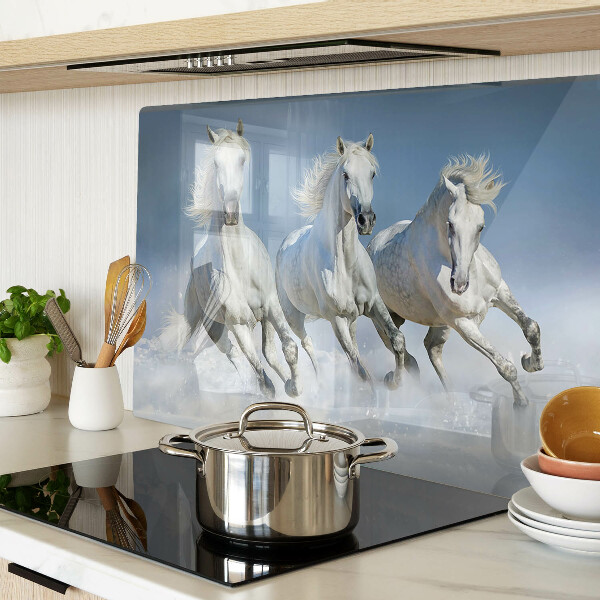 Glass kitchen board White horses galloping