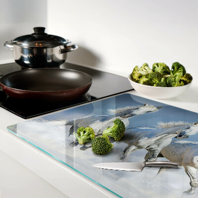 Glass kitchen board White horses galloping