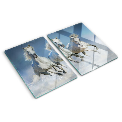 Glass kitchen board White horses galloping