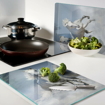 Glass kitchen board White horses galloping