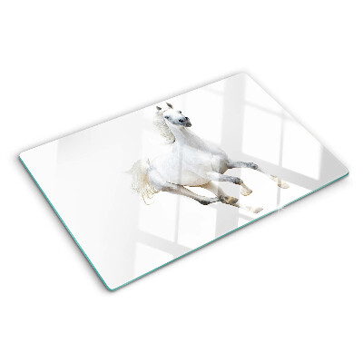 Glass kitchen board White horse in motion