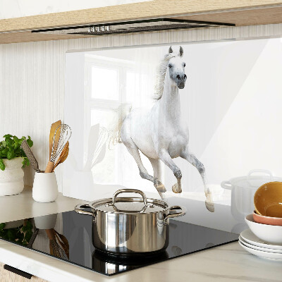 Glass kitchen board White horse in motion