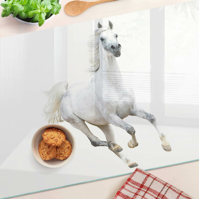 Glass kitchen board White horse in motion