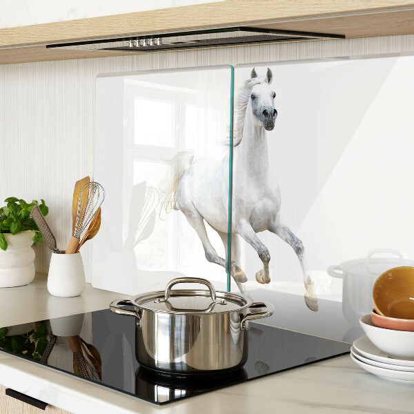 Glass kitchen board White horse in motion
