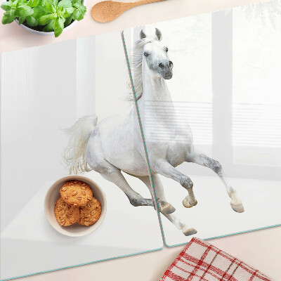 Glass kitchen board White horse in motion