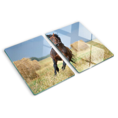 Cutting board A horse in the meadow