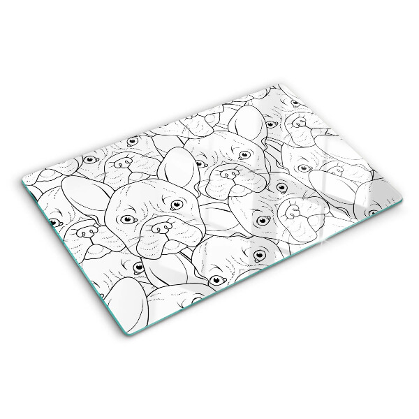 Glass chopping board French bulldog dogs