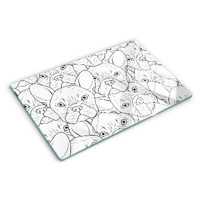 Glass chopping board French bulldog dogs