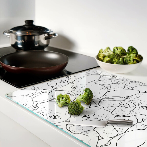 Glass chopping board French bulldog dogs