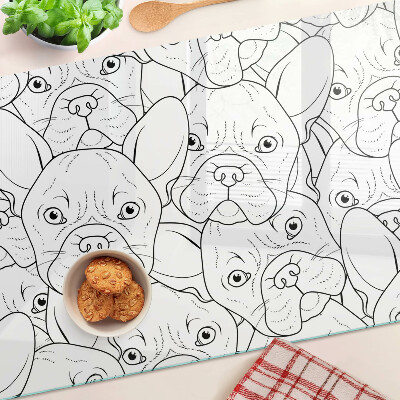 Glass chopping board French bulldog dogs