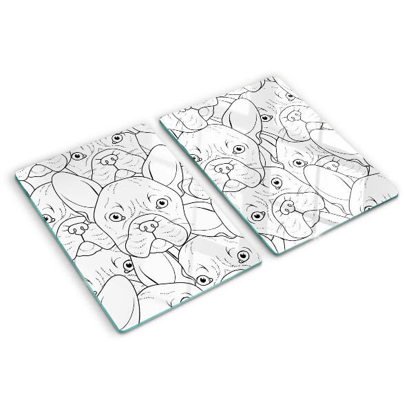 Glass chopping board French bulldog dogs