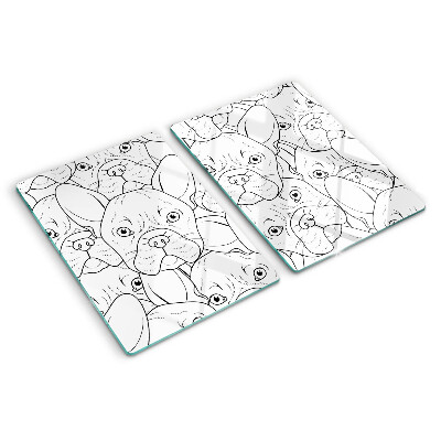 Glass chopping board French bulldog dogs