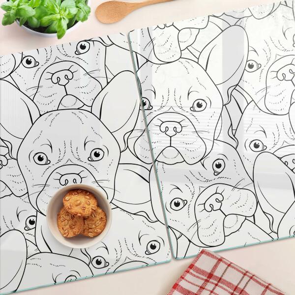 Glass chopping board French bulldog dogs