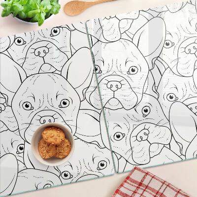 Glass chopping board French bulldog dogs