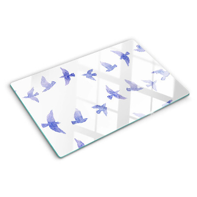 Glass cutting board Birds in shades of blue