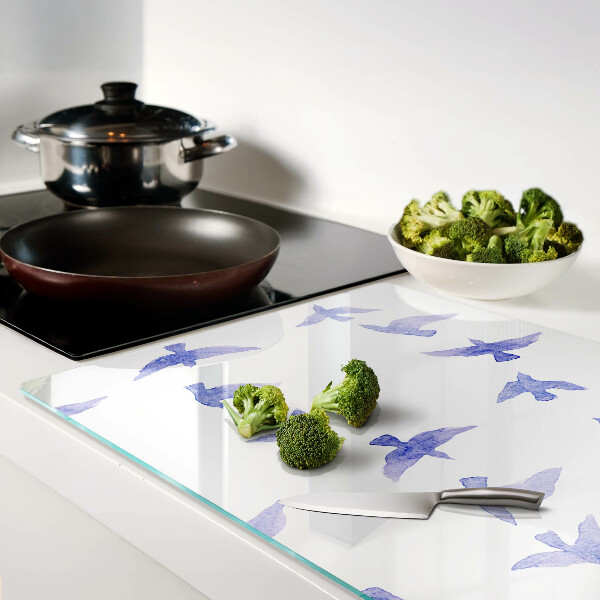 Glass cutting board Birds in shades of blue
