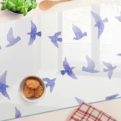 Glass cutting board Birds in shades of blue