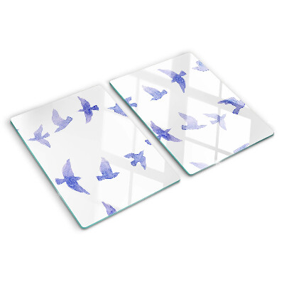 Glass cutting board Birds in shades of blue