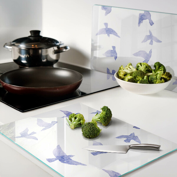 Glass cutting board Birds in shades of blue