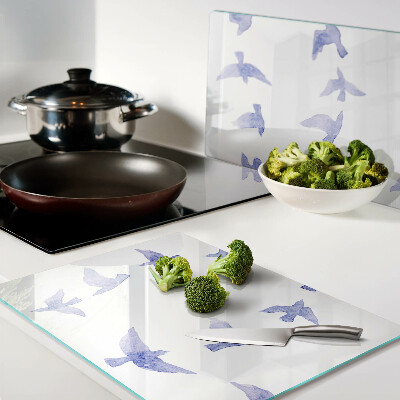 Glass cutting board Birds in shades of blue