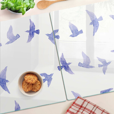 Glass cutting board Birds in shades of blue