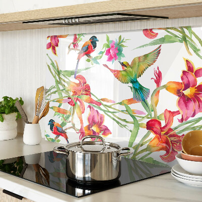 Chopping board Flowers and exotic birds