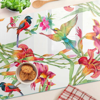 Chopping board Flowers and exotic birds