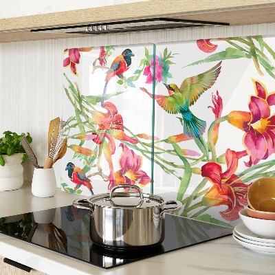 Chopping board Flowers and exotic birds