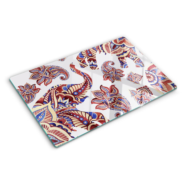 Chopping board glass Paisley motif with flowers