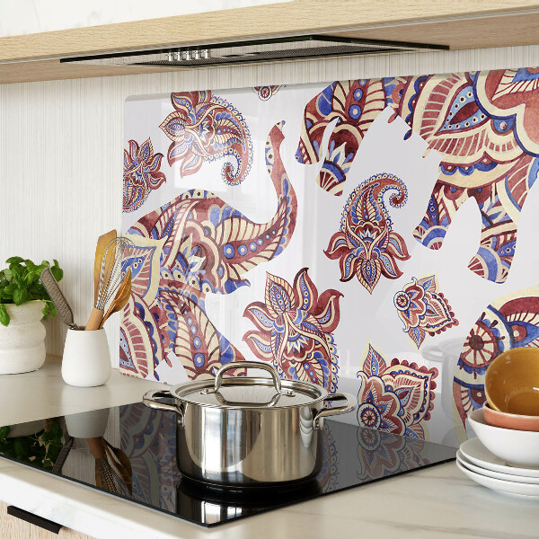 Chopping board glass Paisley motif with flowers
