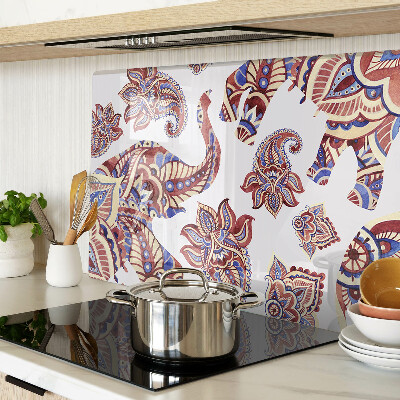 Chopping board glass Paisley motif with flowers