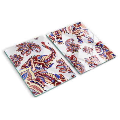 Chopping board glass Paisley motif with flowers