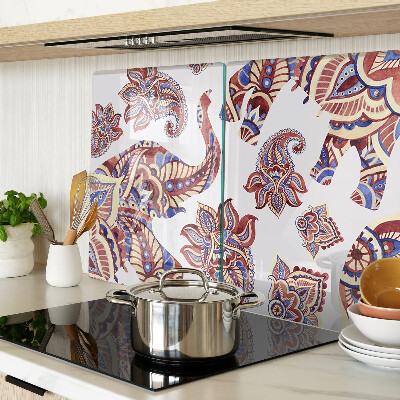 Chopping board glass Paisley motif with flowers