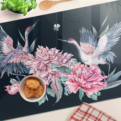 Glass chopping board Flowers and birds
